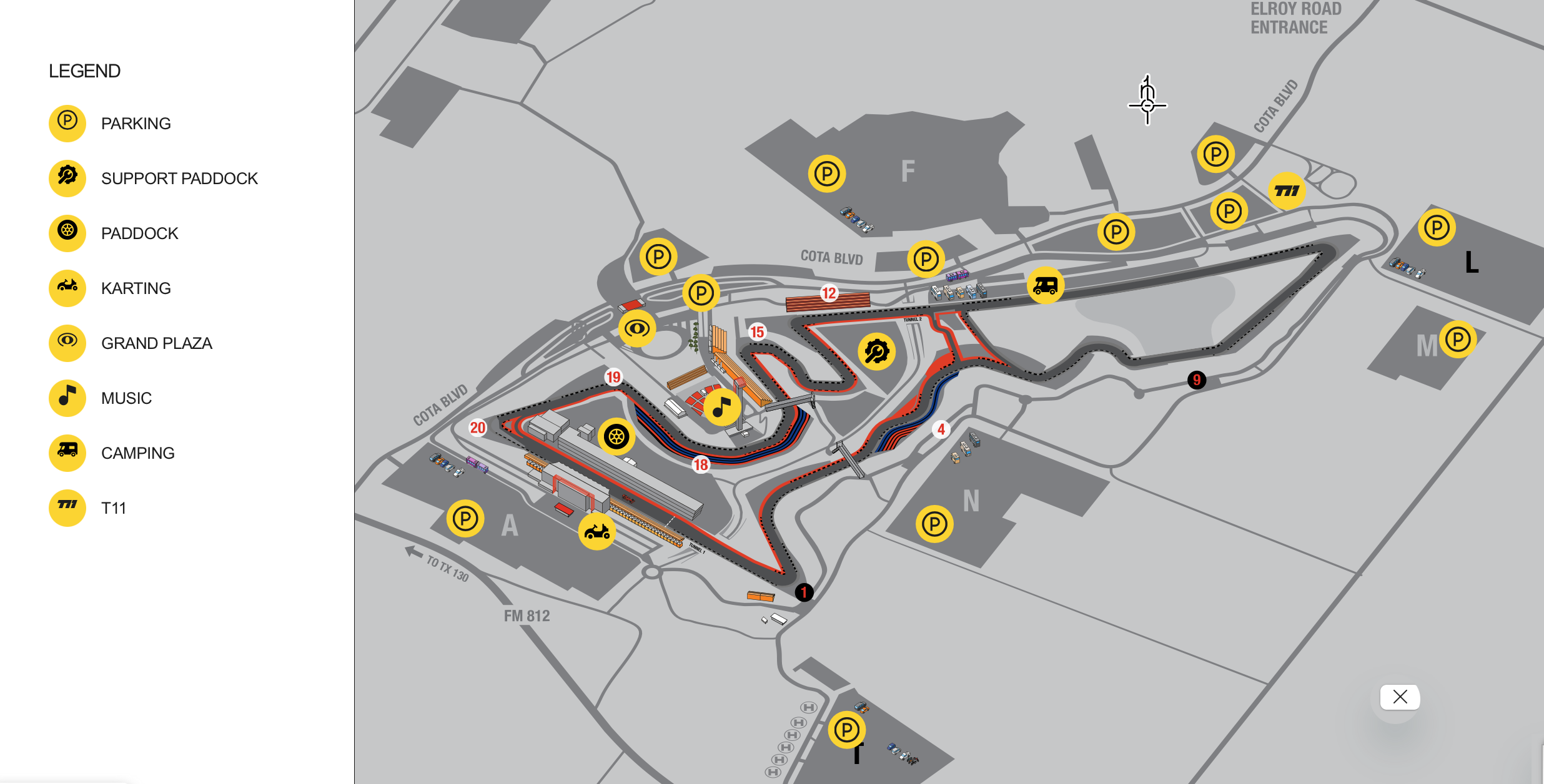 Circuit of The Americas circuit map